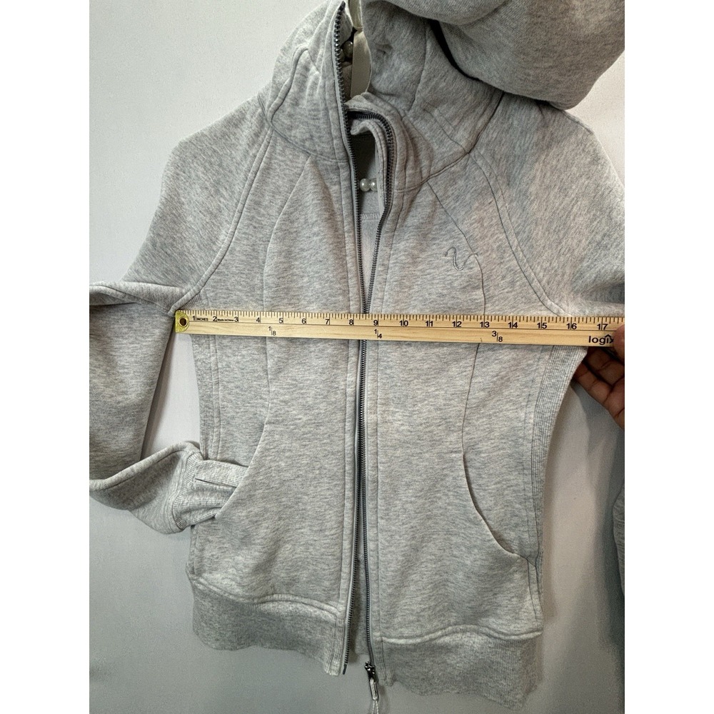 Lululemon Scuba Hoodie Women Size 4 Heather Gray Full Zip Jacket Thumbholes - Picture 9 of 16